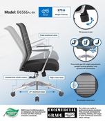 Boss Horizontal Mesh Back Task Chair, Aluminum Arms/Base, B6566AL-BK