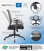 Boss Mesh Task Chair - Black/Gray, B6566GY-BK