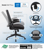 Boss Black Mesh Flip Arm Chair, B6776-BK