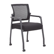 Boss Linear Mesh 4-Legged Guest Chair w/ Casters, B6889R-BK