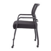 Boss Linear Mesh 4-Legged Guest Chair w/ Casters, B6889R-BK