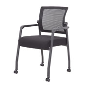 Boss Linear Mesh 4-Legged Guest Chair w/ Casters, B6889R-BK