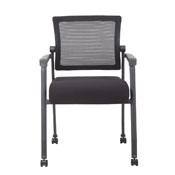 Boss Linear Mesh 4-Legged Guest Chair w/ Casters, B6889R-BK