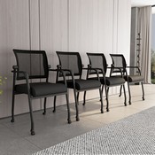 Boss Linear Mesh 4-Legged Guest Chair w/ Casters, B6889R-BK