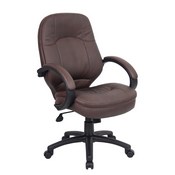 Boss LeatherPlus Cover Padded Armrest Executive Chair in Brown, B726-BB