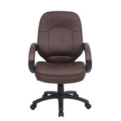 Boss LeatherPlus Cover Padded Armrest Executive Chair in Brown, B726-BB