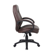 Boss LeatherPlus Cover Padded Armrest Executive Chair in Brown, B726-BB