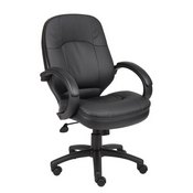 Boss LeatherPlus Cover Padded ArmrestExecutive Chair in Black, B726-BK