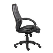 Boss LeatherPlus Cover Padded ArmrestExecutive Chair in Black, B726-BK