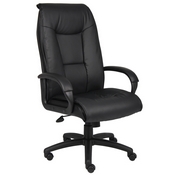 Boss Executive Leather Plus Chair W/Padded Arm, B7601