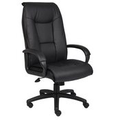 Boss Executive Leather Plus Chair W/Padded Arm & Knee Tilt, B7602