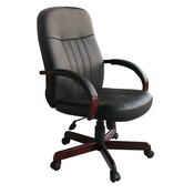 Boss LeatherPlus Exec. Chair W/ Mahogany Finish, B8376-M