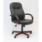 Boss LeatherPlus Exec. Chair W/ Mahogany Finish, B8376-M