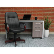 Boss LeatherPlus Exec. Chair W/ Mahogany Finish, B8376-M