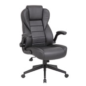 Boss Executive High Back LeatherPlus Flip Arm Chair, B8551-BK