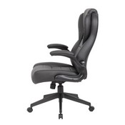 Boss Executive High Back LeatherPlus Flip Arm Chair, B8551-BK