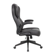 Boss Executive High Back LeatherPlus Flip Arm Chair, B8551-BK