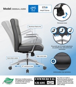 Boss Modern Conference Chair with Aluminum Arm & Base, B8886AL-AMBK