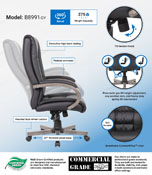 Boss High Back Executive Wood Finished Chair, Grey, B8991-GY