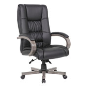 Boss High Back Executive Wood Finished Chair, Grey, B8991-GY