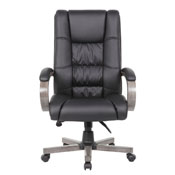 Boss High Back Executive Wood Finished Chair, Grey, B8991-GY