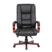 Boss High Back Executive Wood Finished Chairs - Mahogany Finished Wood, B8991-M