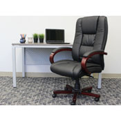 Boss High Back Executive Wood Finished Chairs - Mahogany Finished Wood, B8991-M