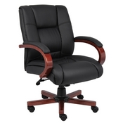 Boss Mid Back Executive Wood Finished Chairs - Cherry Finished Wood, B8996-C