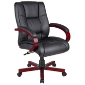 Boss Mid Back Executive Wood Finished Chairs - Mahogany Finished Wood, B8996-M