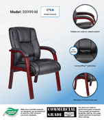 Boss Mid Back Wood Finished guest, accent or dining chair, Mahogany, B8999-M