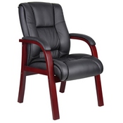 Boss Mid Back Wood Finished guest, accent or dining chair, Mahogany, B8999-M