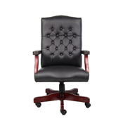 Boss Classic Black Caressoft Chair With Mahogany Finish Frame, B905-BK