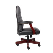 Boss Classic Black Caressoft Chair With Mahogany Finish Frame, B905-BK