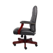 Boss Classic Black Caressoft Chair With Mahogany Finish Frame, B905-BK
