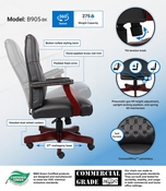 Boss Classic Black Caressoft Chair With Mahogany Finish Frame, B905-BK