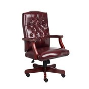 Boss Classic Executive Oxblood Vinyl Chair With Mahogany Finish Frame, B905-BY