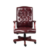 Boss Classic Executive Oxblood Vinyl Chair With Mahogany Finish Frame, B905-BY