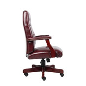 Boss Classic Executive Oxblood Vinyl Chair With Mahogany Finish Frame, B905-BY