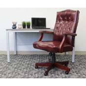 Boss Classic Executive Oxblood Vinyl Chair With Mahogany Finish Frame, B905-BY
