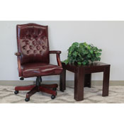 Boss Classic Executive Oxblood Vinyl Chair With Mahogany Finish Frame, B905-BY