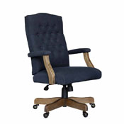 BOSS Executive Navy Commercial Grade Linen Chair With Driftwood Finish Frame, B905DW-NV