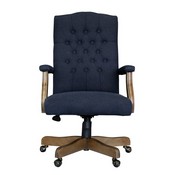 BOSS Executive Navy Commercial Grade Linen Chair With Driftwood Finish Frame, B905DW-NV