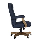 BOSS Executive Navy Commercial Grade Linen Chair With Driftwood Finish Frame, B905DW-NV