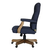 BOSS Executive Navy Commercial Grade Linen Chair With Driftwood Finish Frame, B905DW-NV