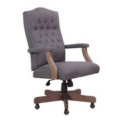 BOSS Executive Slate Grey Commercial Grade Linen Chair With Driftwood Finish Frame, B905DW-SG