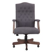 BOSS Executive Slate Grey Commercial Grade Linen Chair With Driftwood Finish Frame, B905DW-SG
