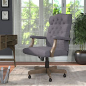 BOSS Executive Slate Grey Commercial Grade Linen Chair With Driftwood Finish Frame, B905DW-SG
