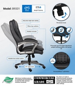 Boss High Back Executive Chair With Pewter Finished Base/Arms, B9331