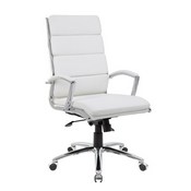 Boss Executive CaressoftPlus Chair with Metal Chrome Finish in White, B9471-WT