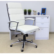 Boss Executive CaressoftPlus Chair with Metal Chrome Finish in White, B9471-WT